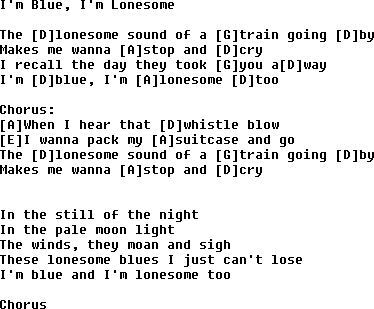 Bluegrass songs with chords - Im Blue Im Lonesome